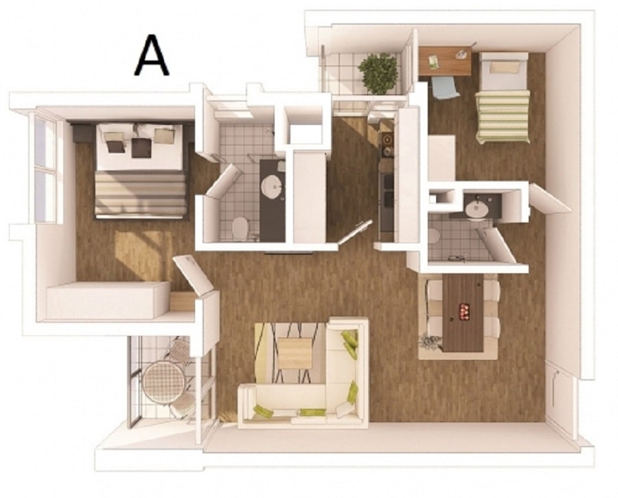 Thiết kế căn hộ loại A - 71m2